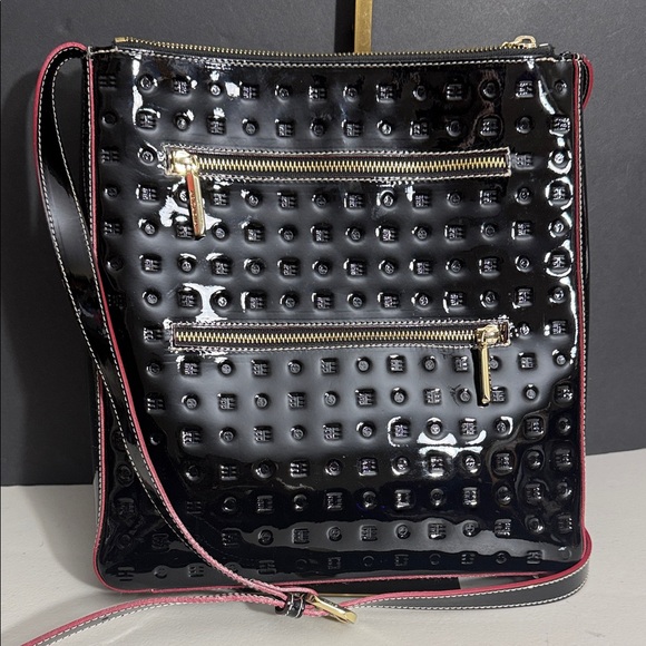 Arcadia Black and red monogram patent leather large Crossbody Bag